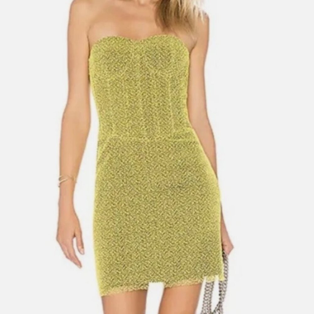 NWT Diane von Furstenberg Yellow Strapless Corset Mini Dress M $598